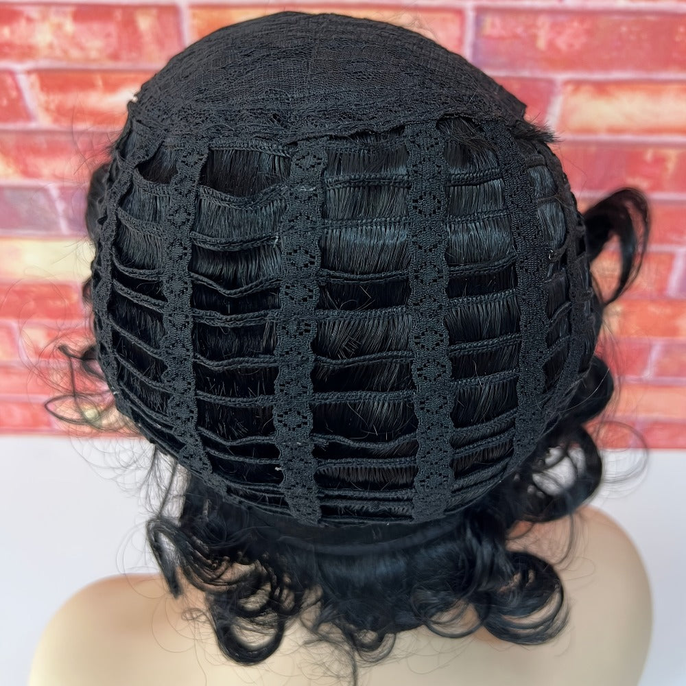 Synthetic Wig 12-Inch Loose-Curly Afro Bob with Rose Net Cap in Black, Brown or Deep Red for Holiday Styling — image 7