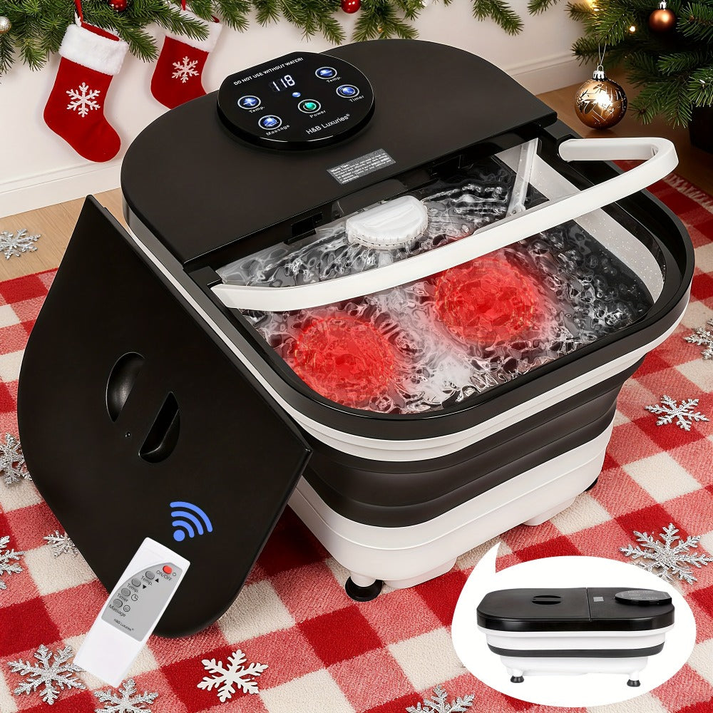 Foldable Foot Spa Bath with 20 Massage Rollers, Touchscreen Temperature Display, Remote Control & Shower — image 10