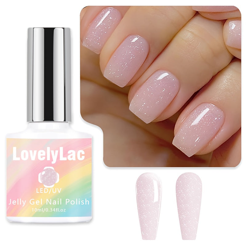 Gel Nail Polish Pink Glitter Jelly Arch-Shaping Color Gel with Sheer Translucent Finish and UV/LED Cure for Nail Art — image 