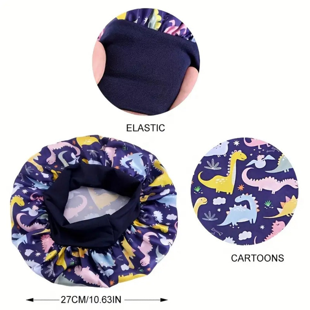 Shower Caps 6 Pack Unicorn Colorful Printed – Adjustable Elastic Reusable Waterproof Hair Cap Set for Women & Girls — image 5