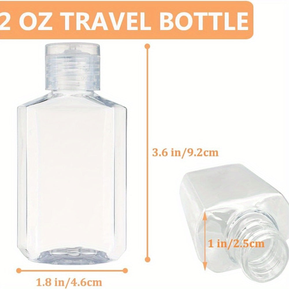 TSA Approved Travel Bottles 2oz Flip Cap 40 Pack Clear Plastic Refillable Squeeze Containers for Hand Sanitizer Shampoo Condi