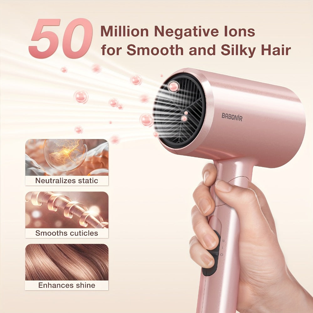 1875W Ionic Travel Hair Dryer Foldable with Diffuser & Concentrator Nozzle – Brushless Motor, 3 Heat Settings, 2 Speeds — ima