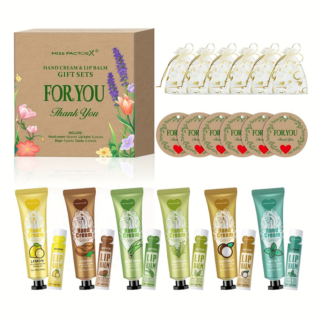 Bridal Shower Favor Set with 24 Hand Creams, Lip Balms, Thank You Cards and Heart Gift Bags — image 13
