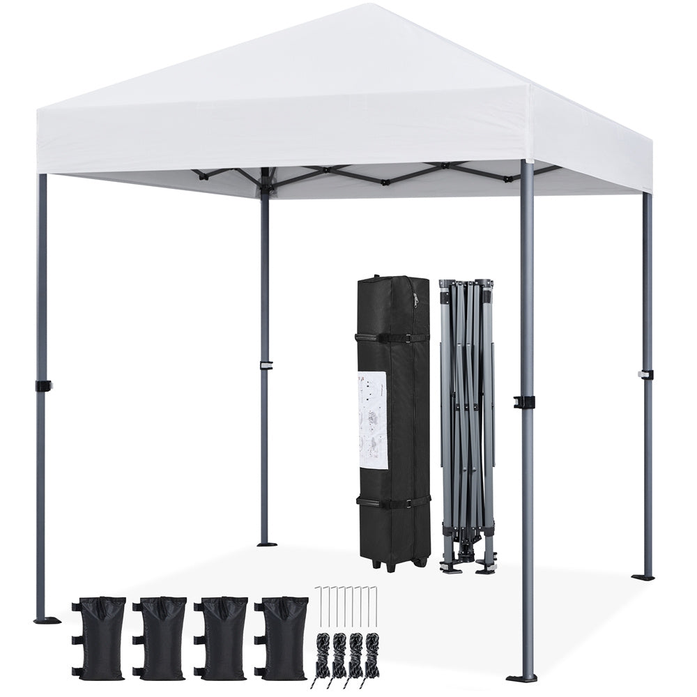 Pop Up Canopy One-Push Lock UPF 50+ Height Adjustable Instant Canopy Tent with Roller Bag, Guy Lines & Ground Anchors for Par