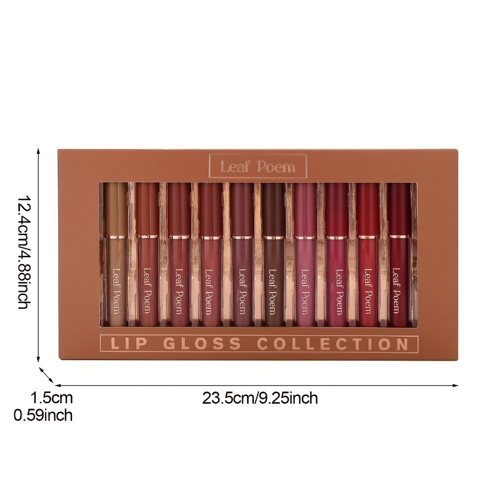 Lip Gloss Set by Leaf Poem with 12 Mixed Lip Colors, Slim Tube Applicators and Presentation Box — image 4