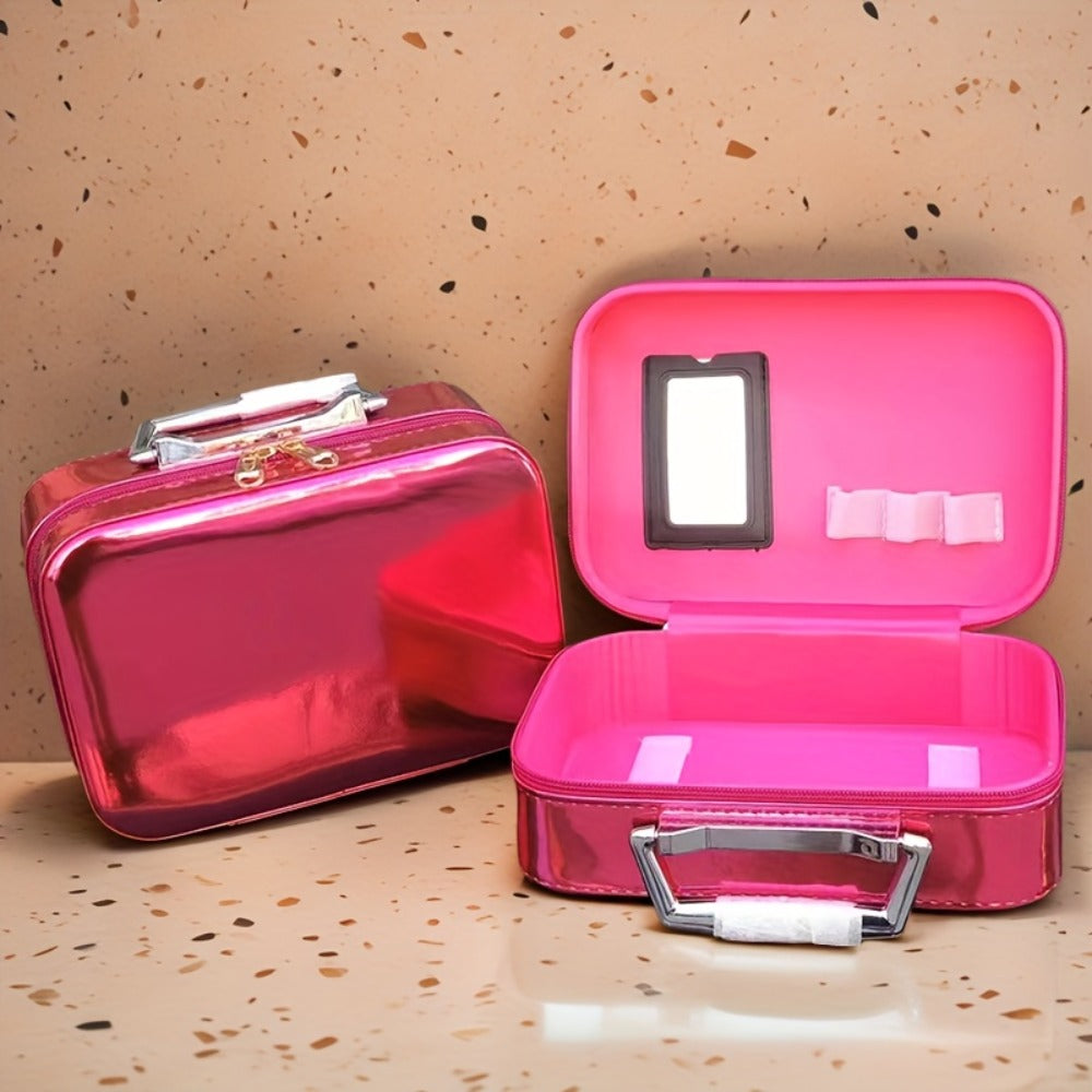 Glitter Makeup Travel Case Hard Shell Large Capacity Flat Lay Organizer Luxury Cosmetic Storage Box for Women Portable Fits i