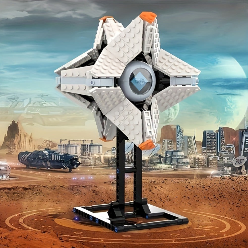 Building Block Set LA0137 Shell Display Model with 378 Pieces, Adjustable Panels and Black Stand — image 1