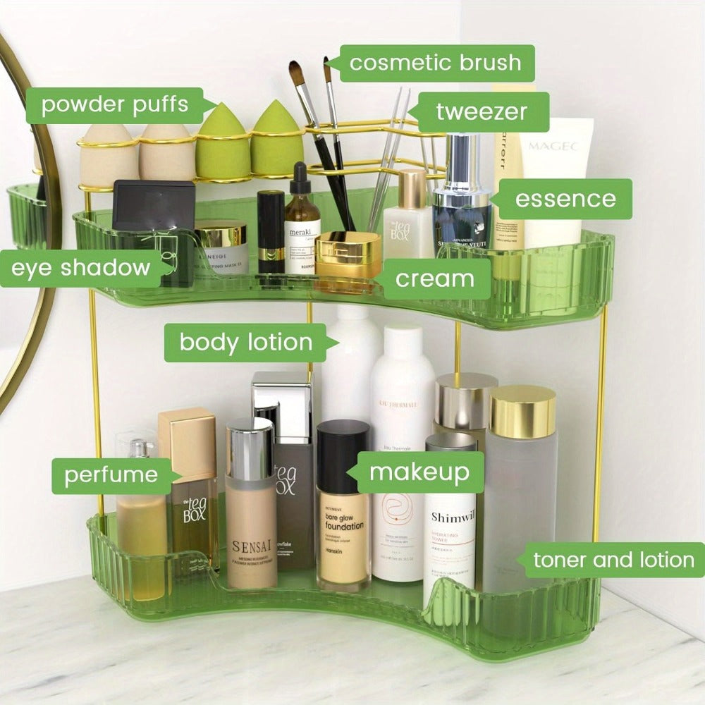 Bathroom Countertop Organizer with 2- or 3-Tier Trays and Brush Rings — image 6