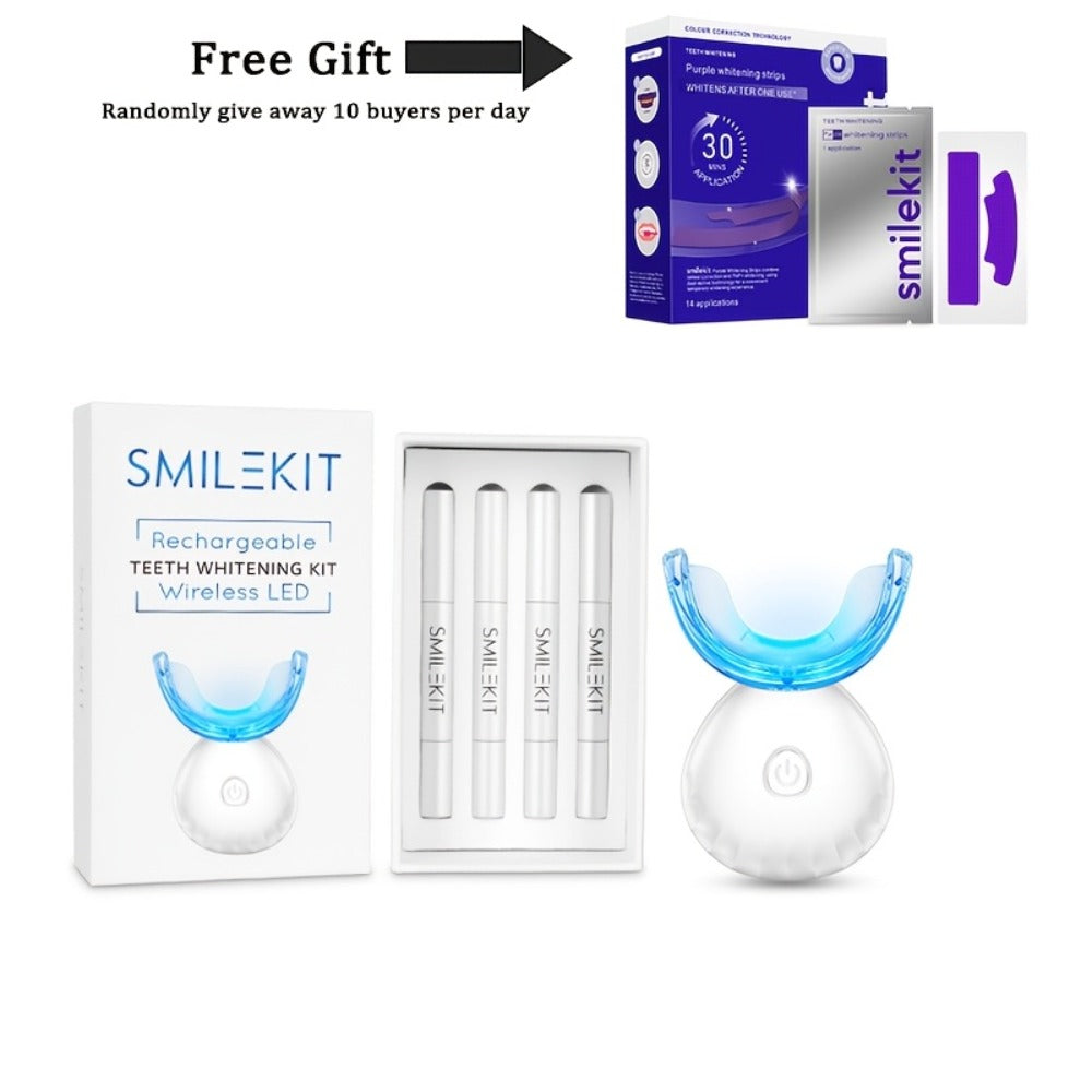 Black or White LED Teeth Whitening Mouthpiece Kit with Four Gel Pens, Shade Guide and 16-Minute Timer — image 5