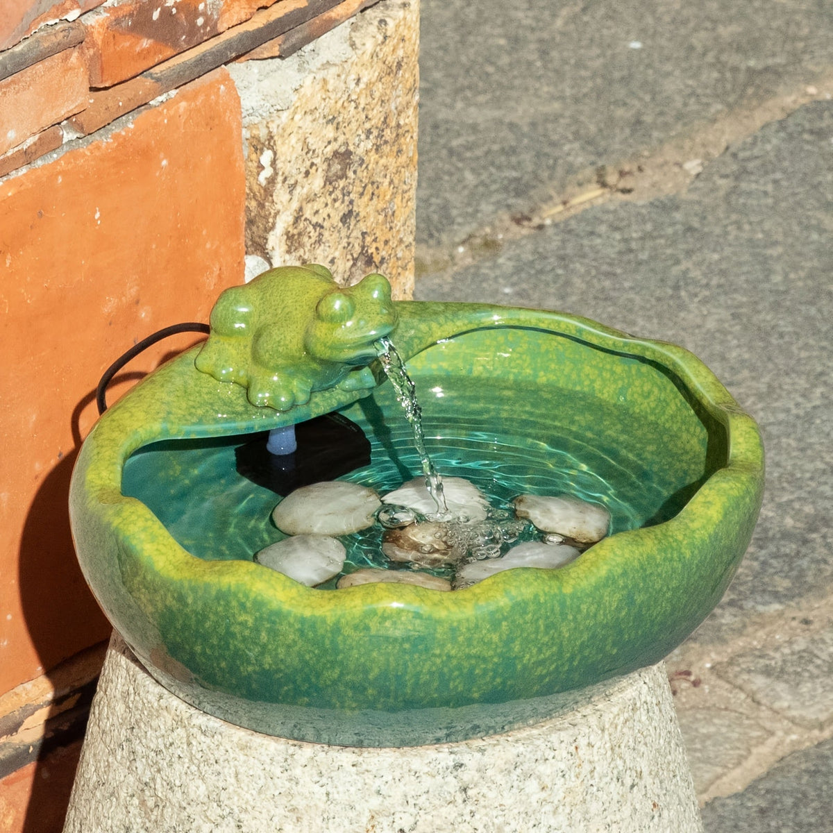 Ceramic Solar Fountain with Battery Backup for Garden, Pathway and Patio Lighting, with the Listed Configuration — image 1
