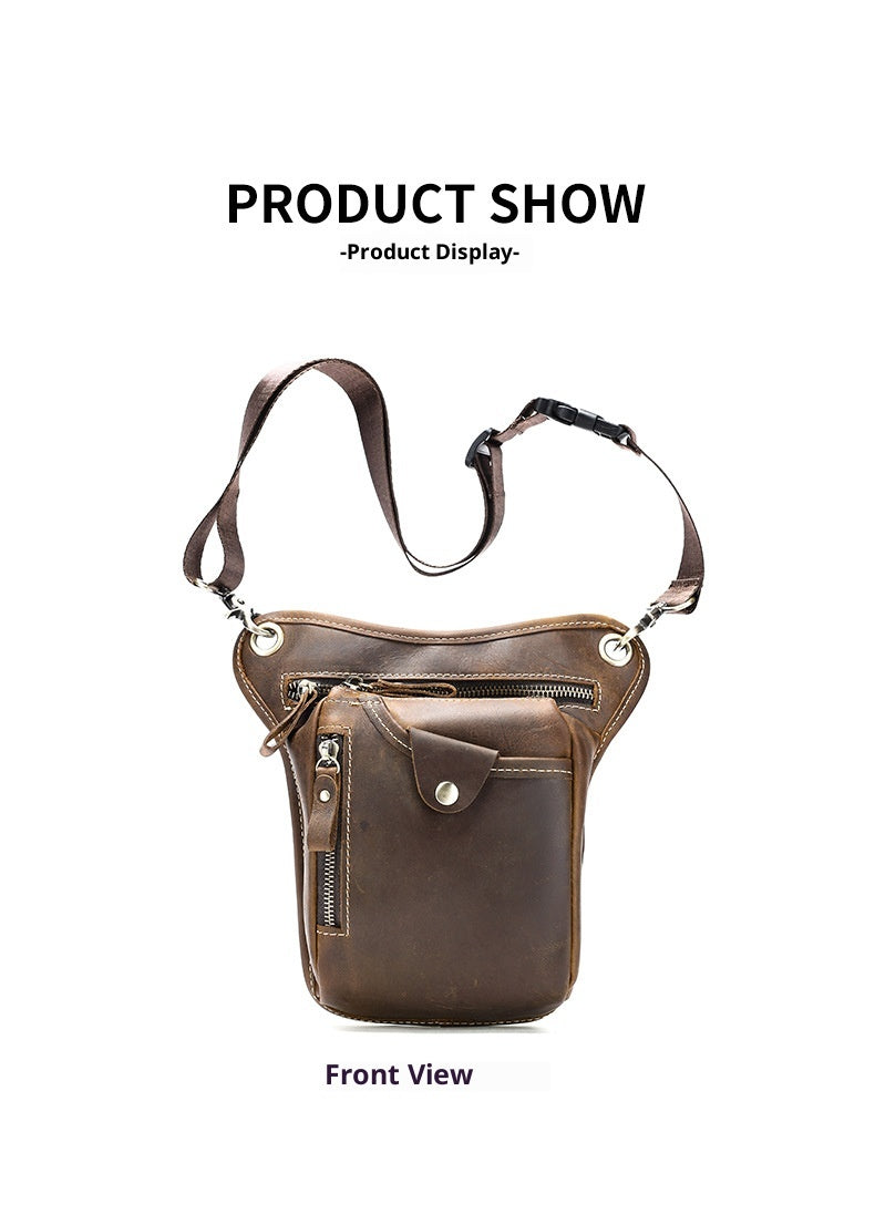 Men's Denim Leather Leg Bag Outdoor Sports