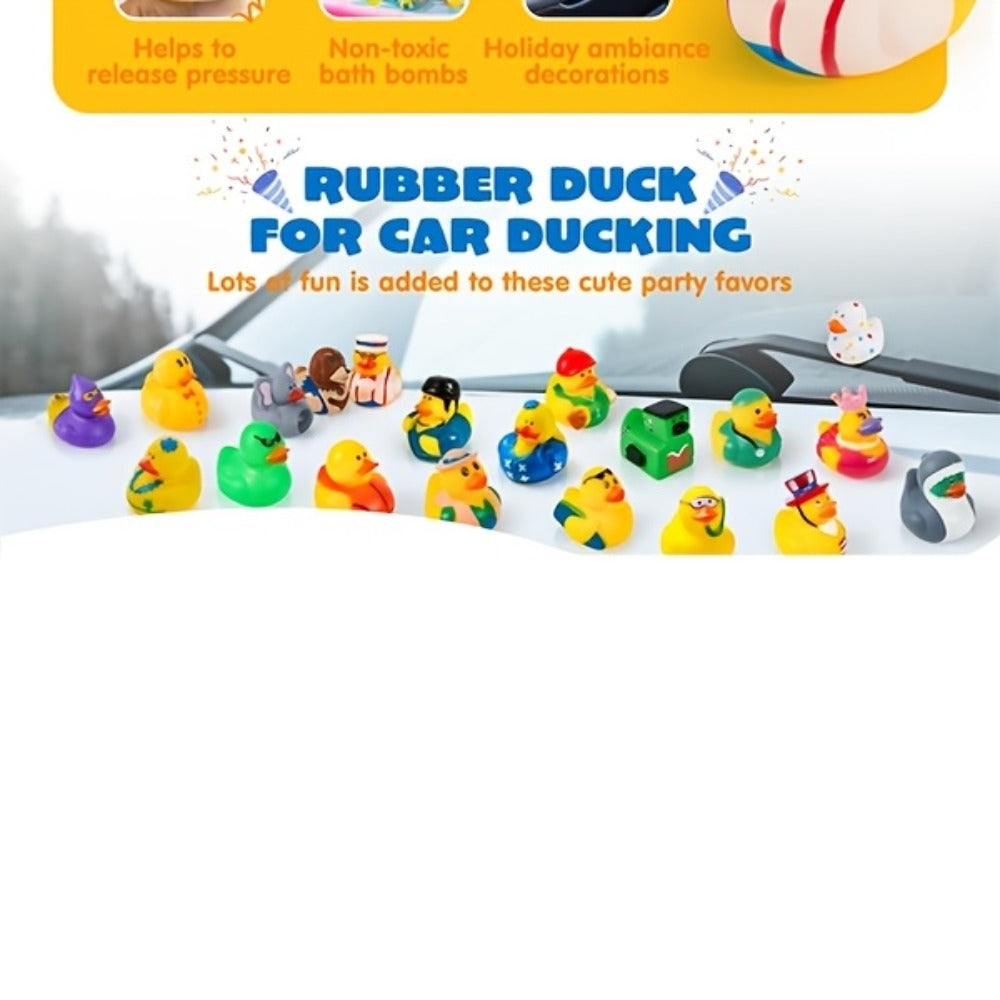 30-Piece Mini Duck Bath Toy Assortment with 2-Inch Character Designs and Mesh Storage Bag Pictured — image 11