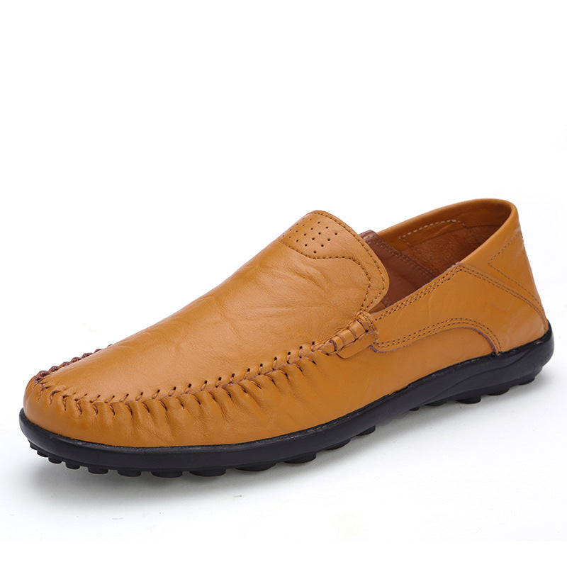 Men's Casual Leather Shoes Lightweight And Versatile British-style Round Toe