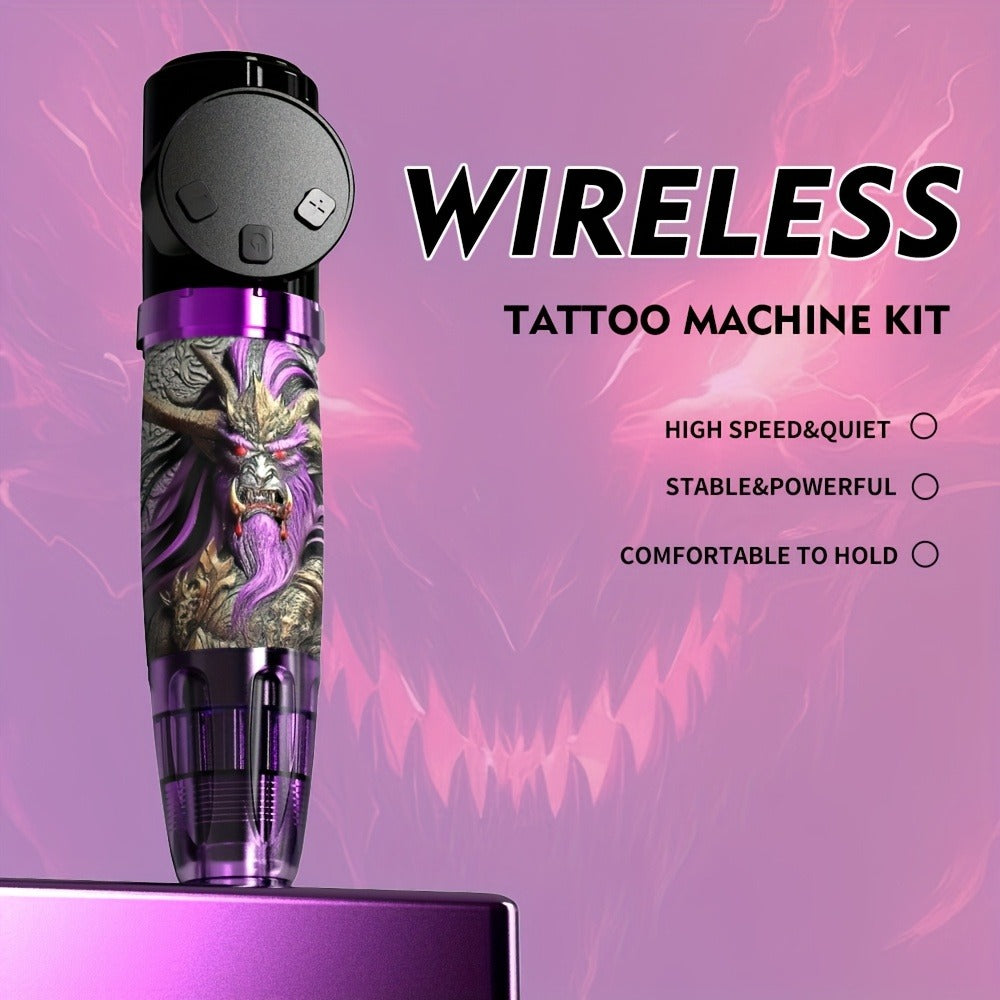 Tattoo Gun Kit Complete Set GOLDPLUME Cordless Rotary Machine 1500mAh Power Supply for Temporary Body Art, Festivals and Cost