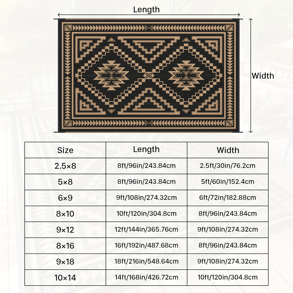 Outdoor Reversible Plastic Straw Rug for Patio Deck RV Camping – Waterproof UV-Resistant Lightweight Mat, Multiple Sizes & Co