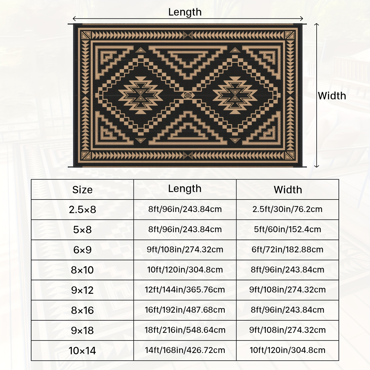 Outdoor Reversible Plastic Straw Rug for Patio Deck RV Camping – Waterproof UV-Resistant Lightweight Mat, Multiple Sizes & Co