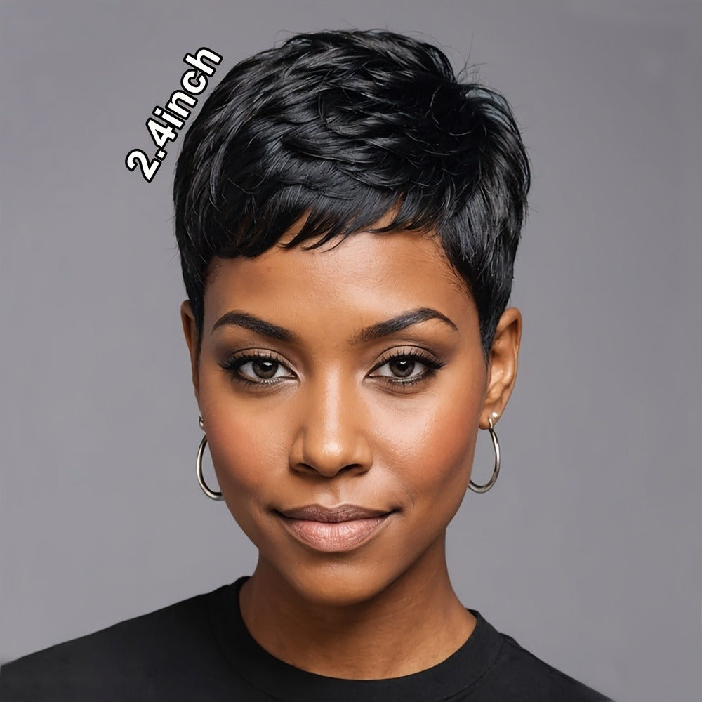 Synthetic Wig 4-Inch Body-Wave Pixie Cut with Bangs in Three Coded Multicolor Options for Costumes — image 2