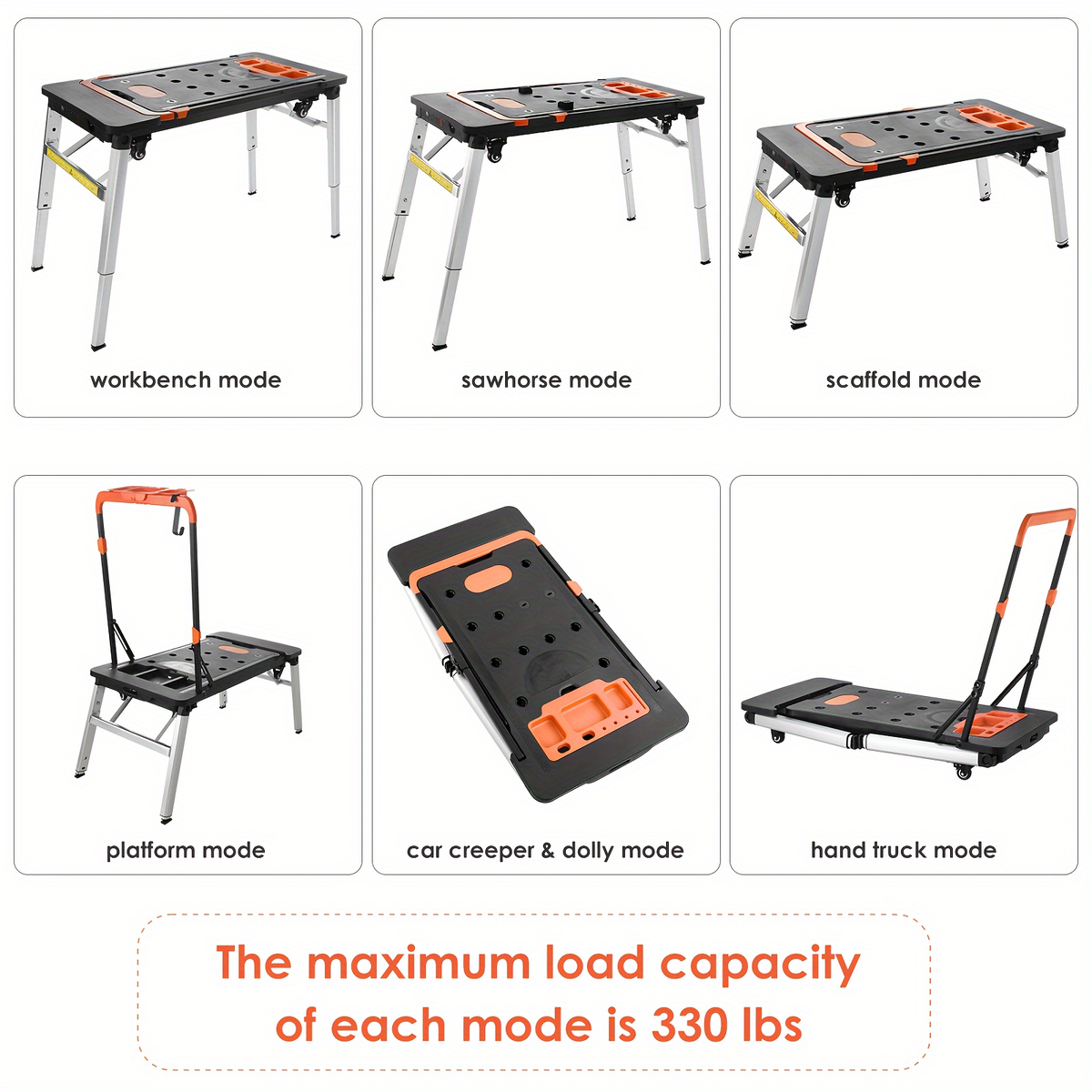 7in 1 Multifunctional Work Benches, Folding Work Table for Garage, As Portable Workbench, Sawhorse — image 7