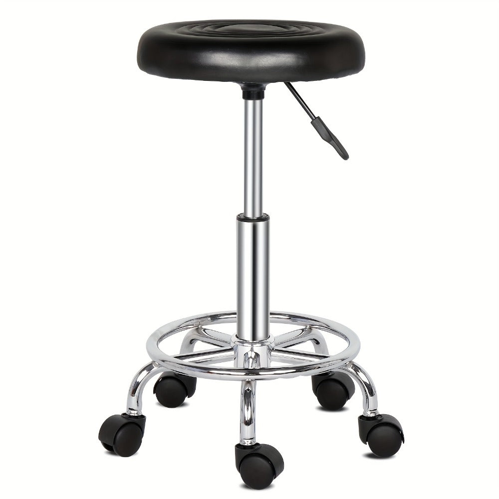 Round Padded Swivel Bar Stool 360° with Chrome Base – Adjustable Height Salon Kitchen Counter Stool for Nail — image 13