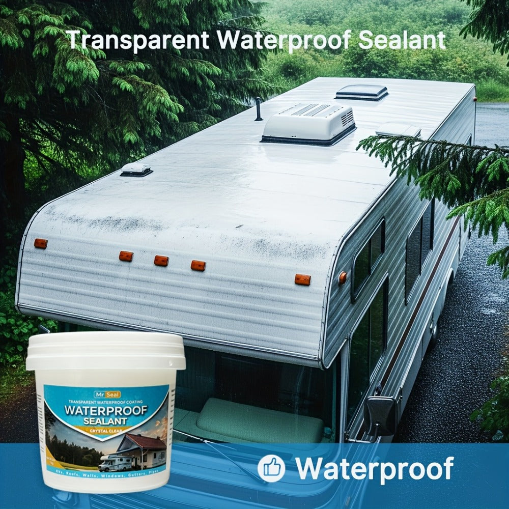 Clear Waterproof Sealant 1000g – Transparent Adhesive for Roof, RV, Wall, Pipe & Tile Leak Repair, Indoor & Outdoor, Includes