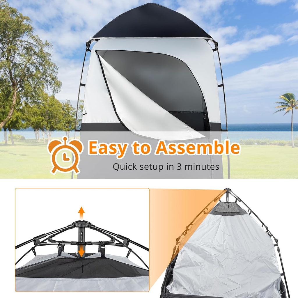 Pop Up Tent Outdoor Shower Camping Changing Room Mesh Floor for Garden, Patio and Yard Use — image 6
