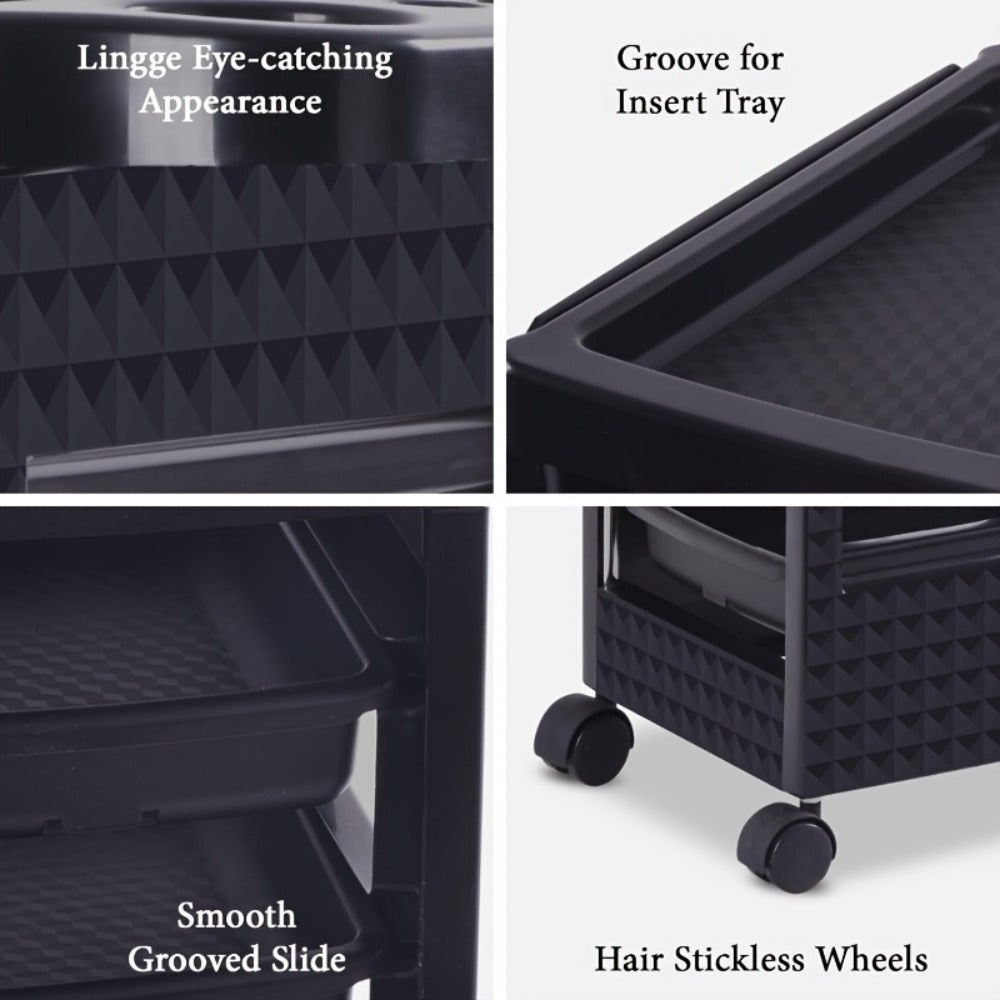 5-Drawer Salon Trolley Cart on Wheels – Professional ABS Rolling Beauty Storage Organizer for Hair Stylist Barber Spa Nail Ta