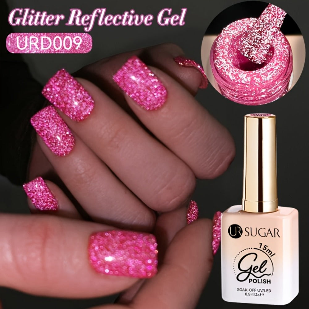 Gel Nail Polish UR SUGAR Reflective Glitter in 15ml with Fluorescent Neon Shimmer and UV/LED Soak-Off Cure — image 1