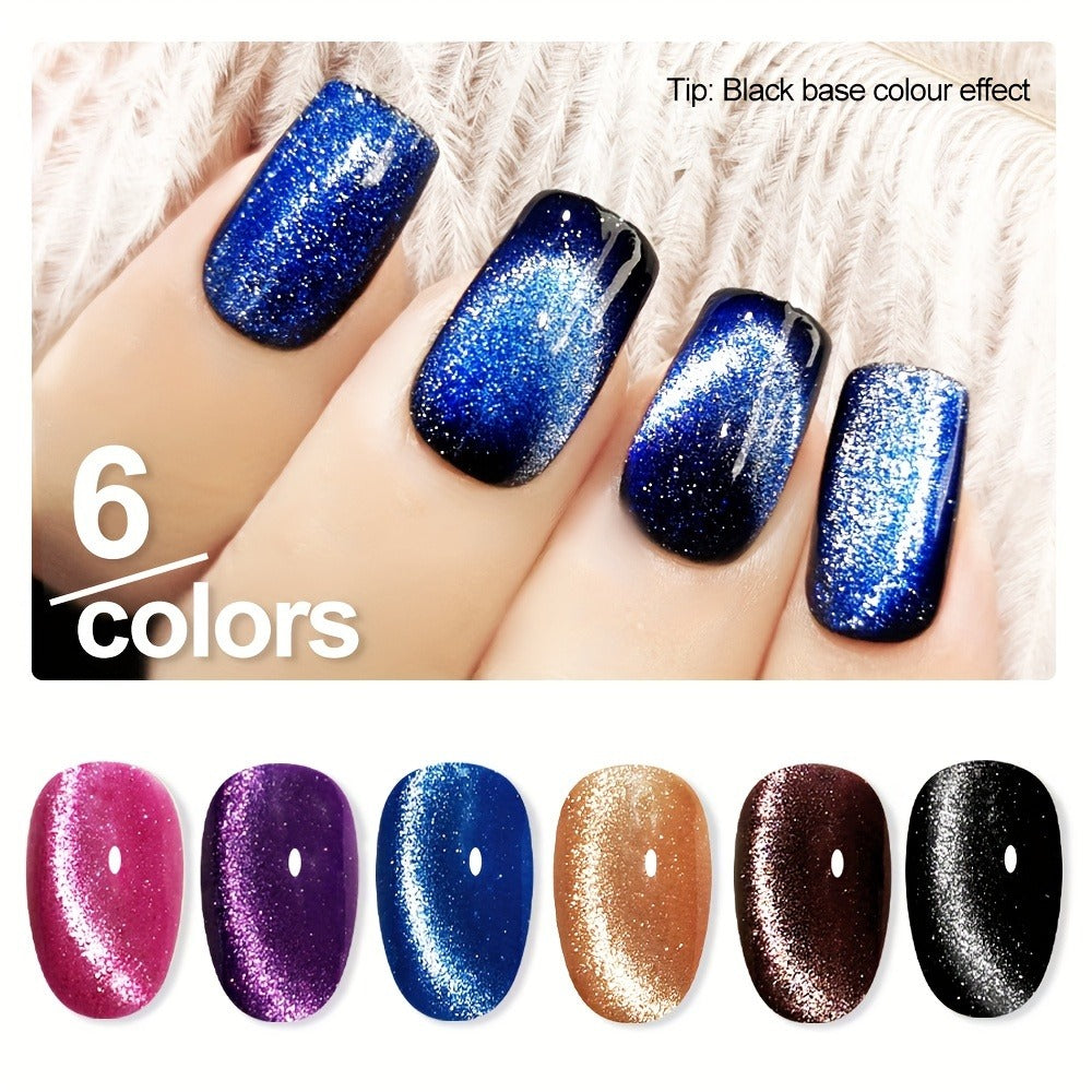 Cat Eye Gel Polish 8ml Holographic Chameleon Flash – Magnetic Sand 3D Color-Shifting Semi-Permanent UV LED Gel Varnish for Sa