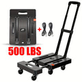 Folding Hand Truck Dolly, Collapsible Luggage Cart with 6 Wheels & 2 Elastic Straps for Moving, Travel — image 1