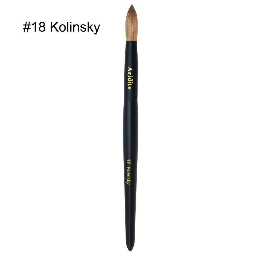 Kolinsky Nail Brush Round Head for Acrylic Extensions – Professional Black Wooden Handle Nail Art Brush with Genuine Kolinsky