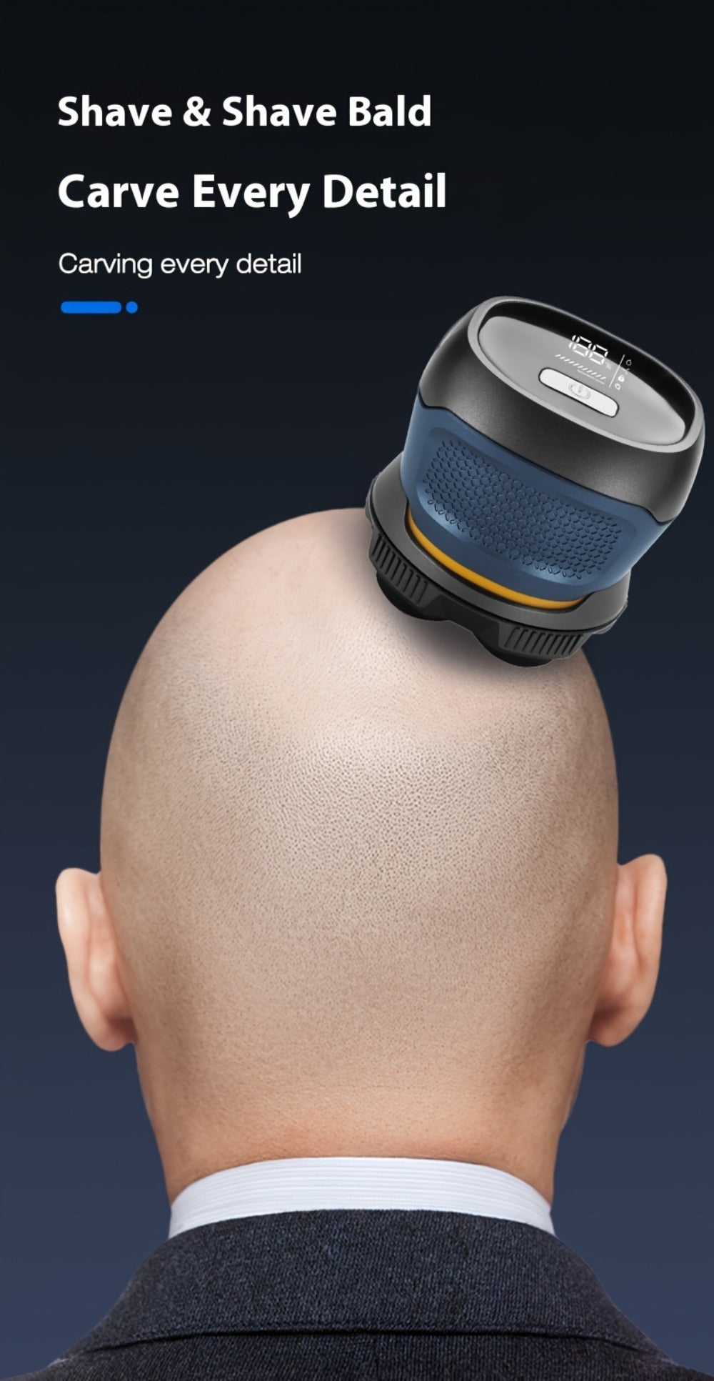 6D Floating Head Bald Head Shaver Self-Cut Electric Hair Clipper – 10W High Power 1400mAh USB-C Charging LED Display Two-Spee
