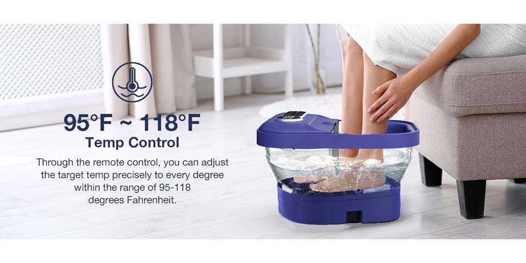 Foot Spa Massager Collapsible with Heater & Temperature Control – Foot Bath with Bubbles, 6 Massage Rollers, Vibration — imag