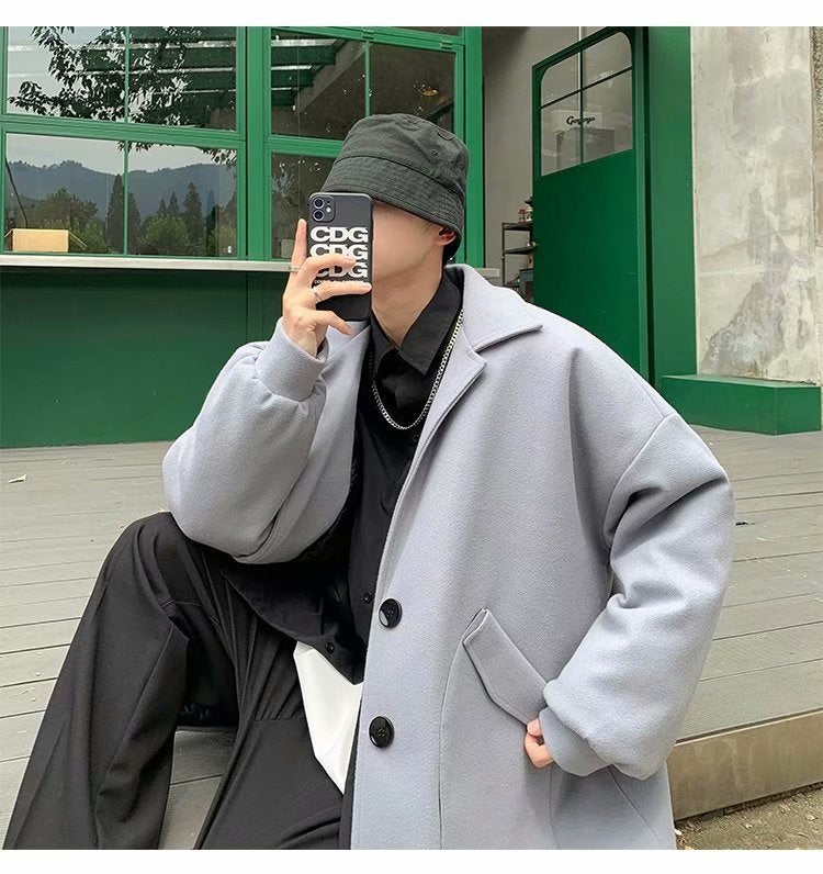 Mens All-match Casual Springfall Relaxed-fit Trench Coat
