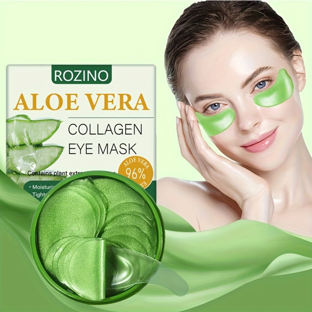 Aloe Vera Under-Eye Gel Patch Jar, 80g with 60 Green Eye Masks and an Included Applicator Spoon — image 2