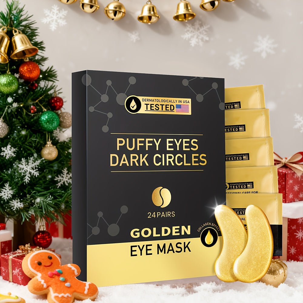 Under Eye Patches 24K Gold 24 Pairs – Collagen Hyaluronic Acid Eye Mask for Fine Lines, Wrinkles, Puffiness & Dark Circles — 
