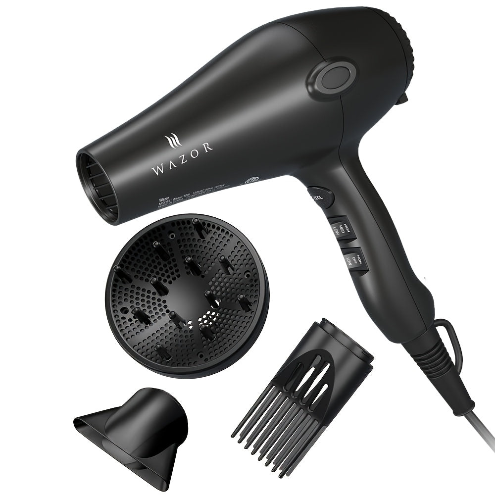 1875W Ionic Hair Dryer with Diffuser Concentrator Comb Nozzle – Professional Blow Dryer DC Motor 3 Heat 2 Speed Cool Shot Ant