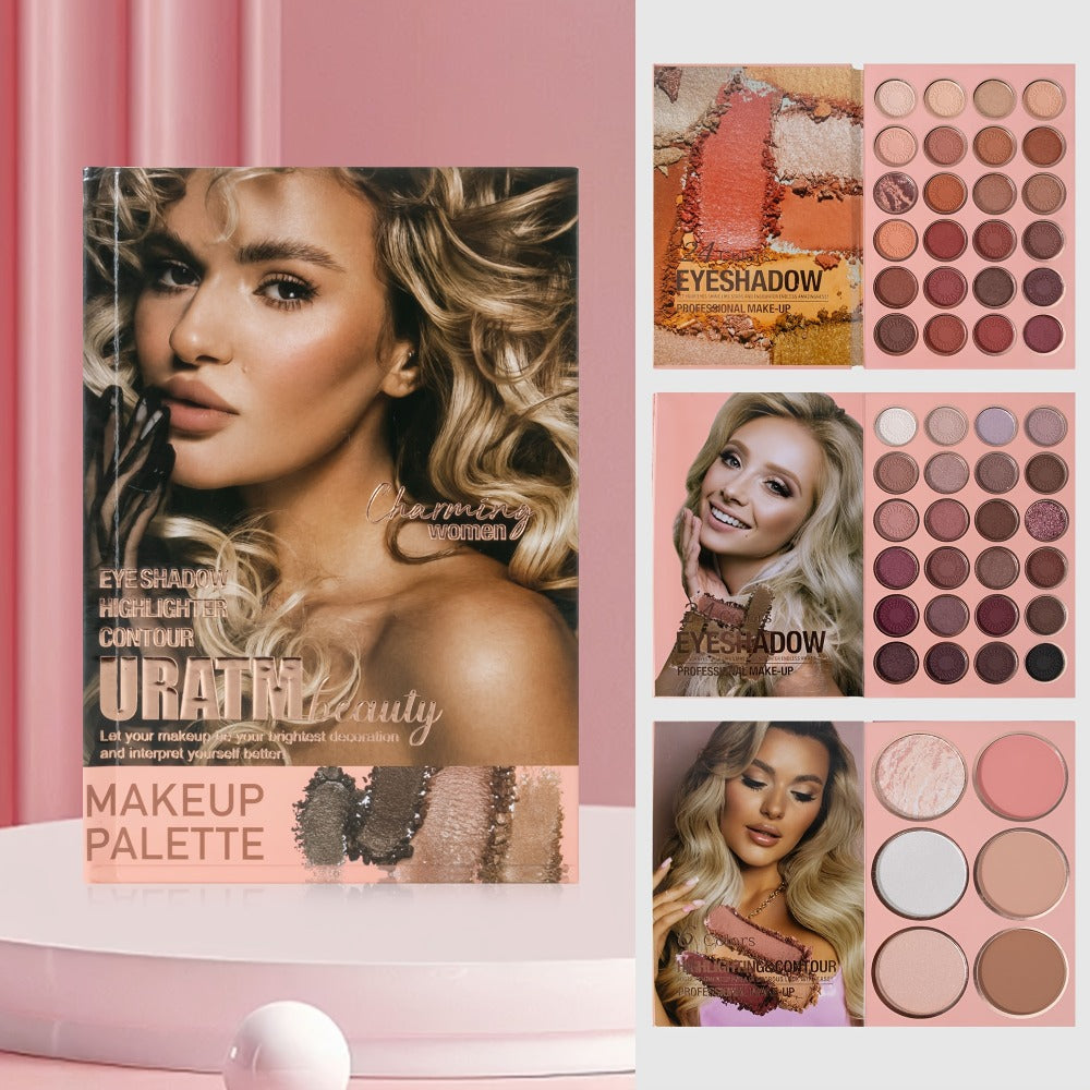 Eyeshadow Palette Book Style SHCOETY 4-in-11 Makeup Kit, 24-Color Eyeshadow + 6-Color Highlighter + 6-Color Blush + 7-Color C