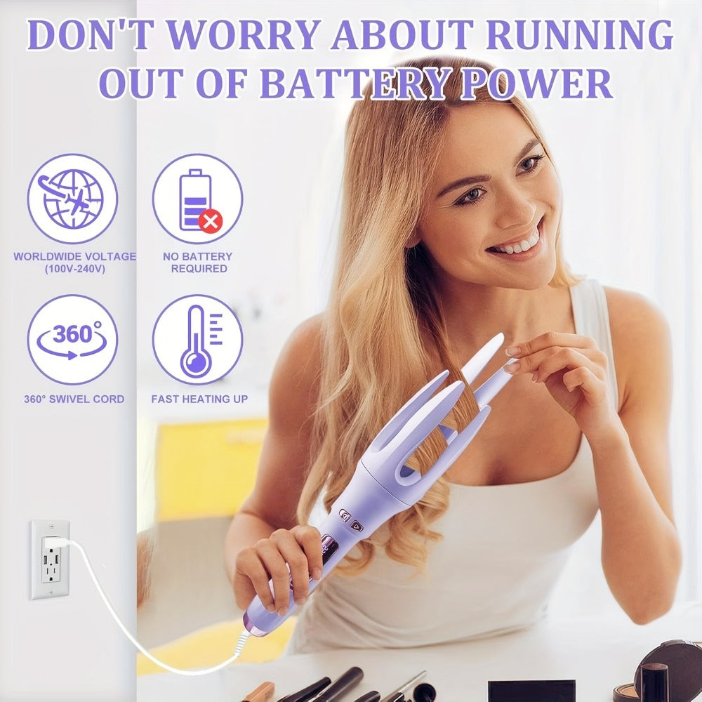 Automatic Hair Curler Rotating Barrel Electric Ceramic Tourmaline Curling Iron One-Button, for Home, Travel and Salon Hair St