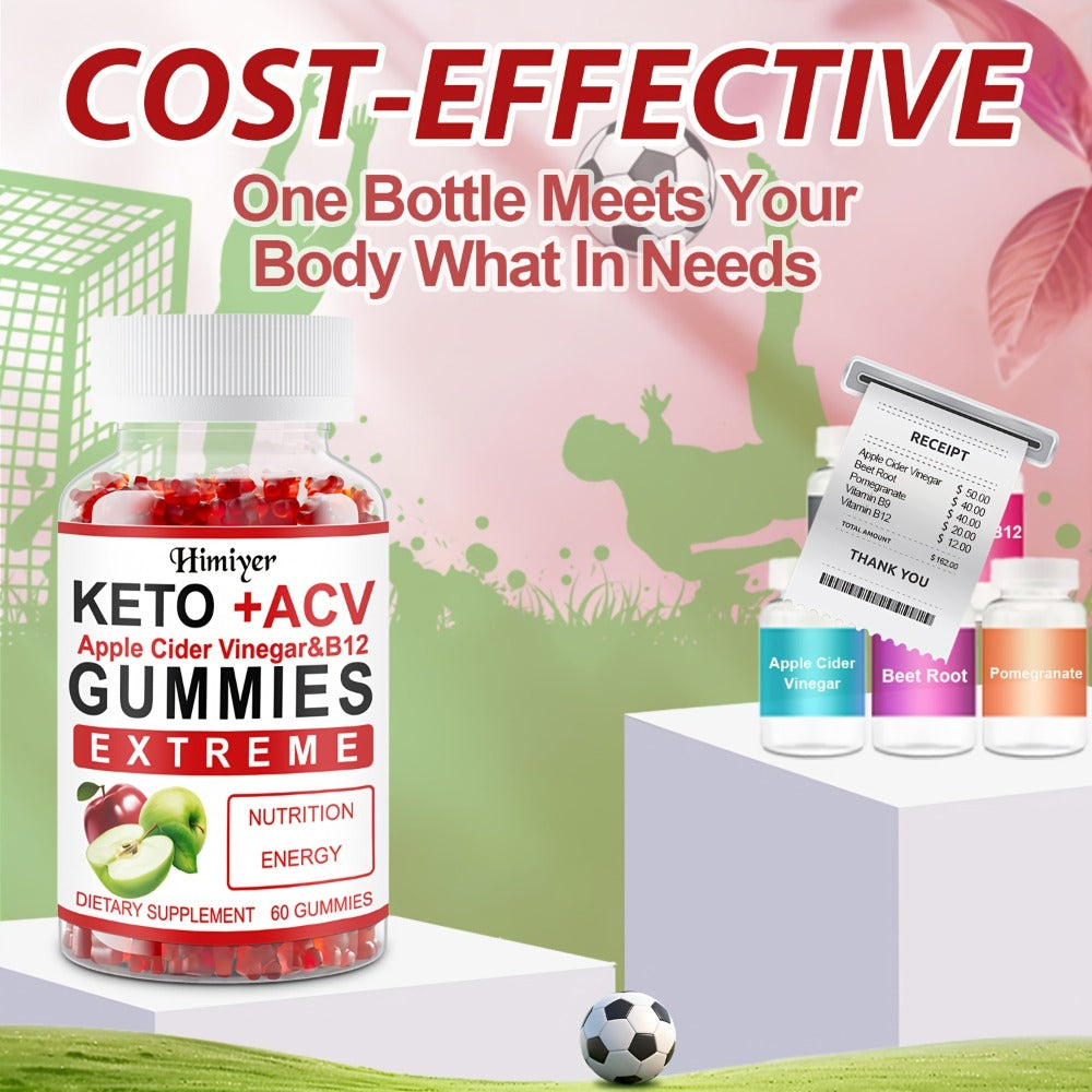 Apple Cider Vinegar Gummies with Pomegranate, Beet Juice & Vitamin B12, Keto ACV Gummies for Weight Management — image 6