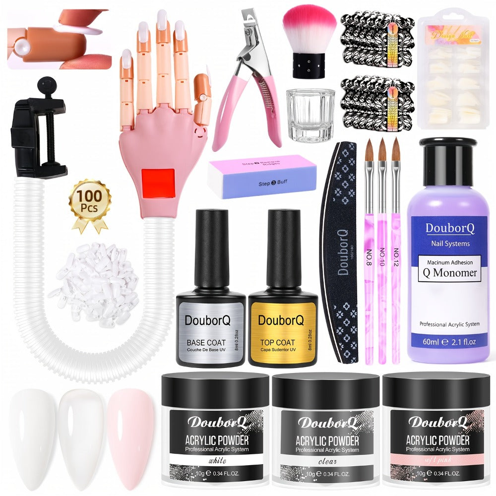 Nail Practice Hand Flexible Fake Hand Model Training Kit for Acrylic Nail Art, Nail Glove Set with Pink Hand — image 3