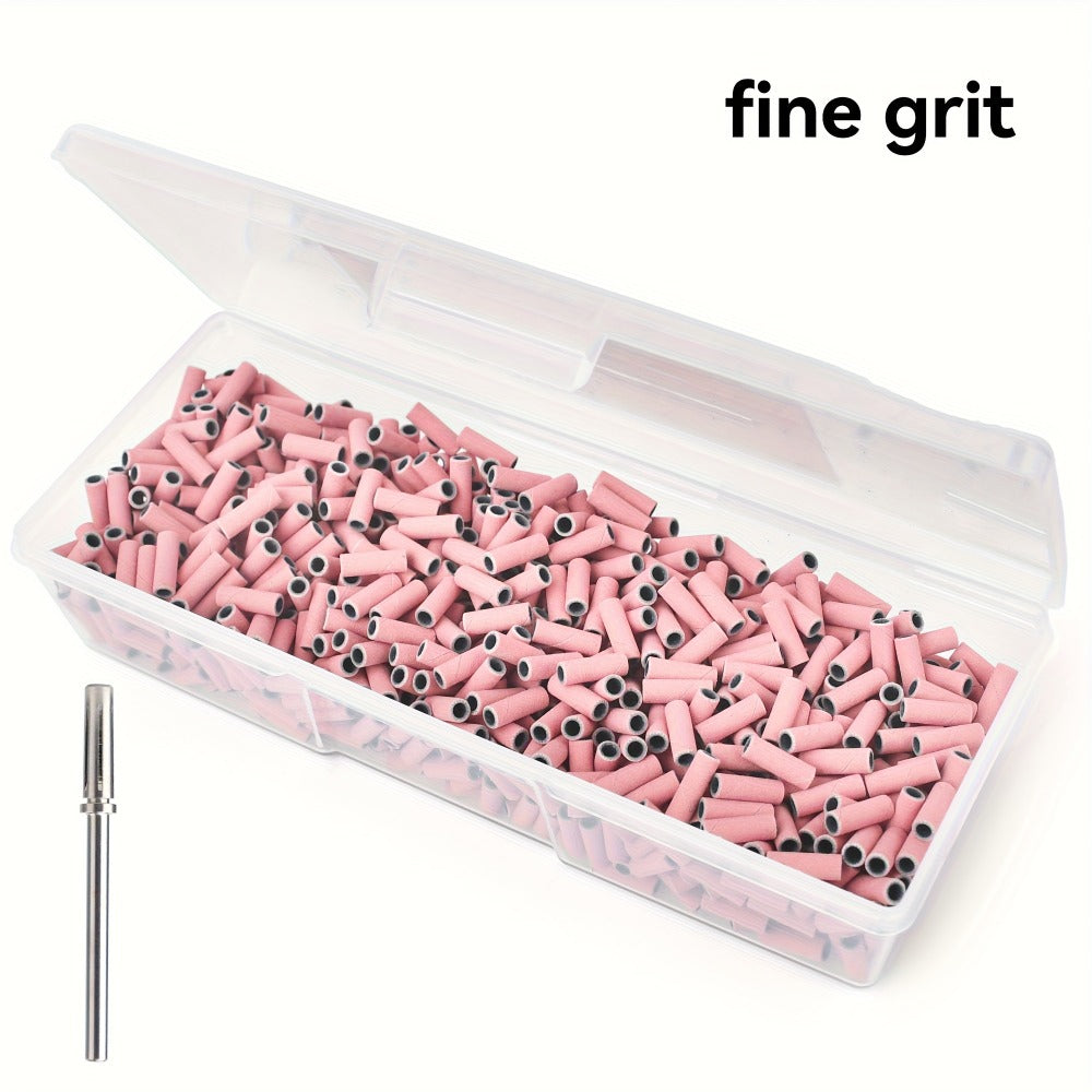 Nail Sanding Bands 1000 Pack with Mandrel Bit – Coarse Medium Fine Grit 3mm Nail Drill Bits for Acrylic Removal — image 7