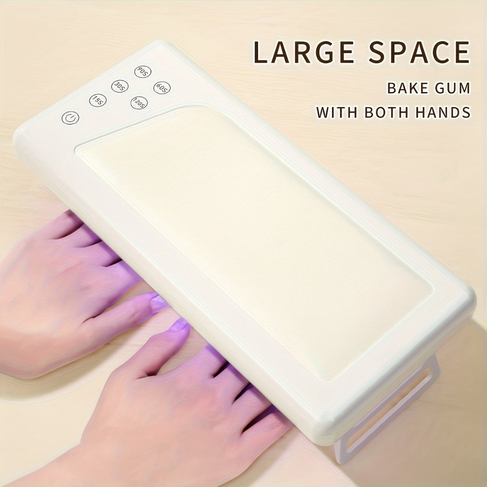 Wide Rectangular Hand-Pillow LED Nail Lamp with 28 x 13cm Base, Five Timer Settings and White Finish — image 5