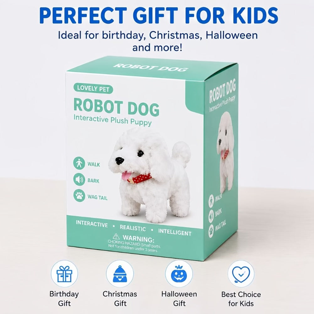 Robot Dog Toy for Kids Interactive Plush Puppy Walks Barks Wags Tail Smart with the Listed Color, Size or Set Options for Eve