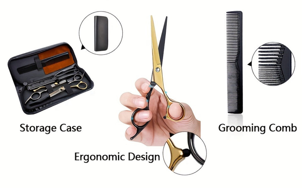 Hair Cutting Scissors Kit 13 Piece – Professional Barber Shears Set with Thinning Shears, Blending Scissors & Accessories — i