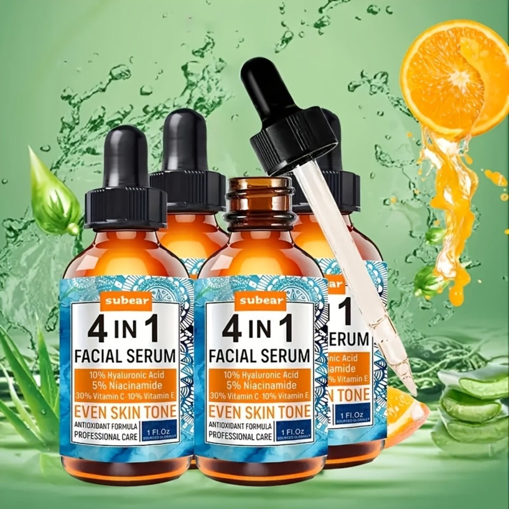 Face Serum 4-Piece Set with 30ml Hyaluronic Acid, Niacinamide, Vitamin C and Vitamin E Dropper Bottles — image 2