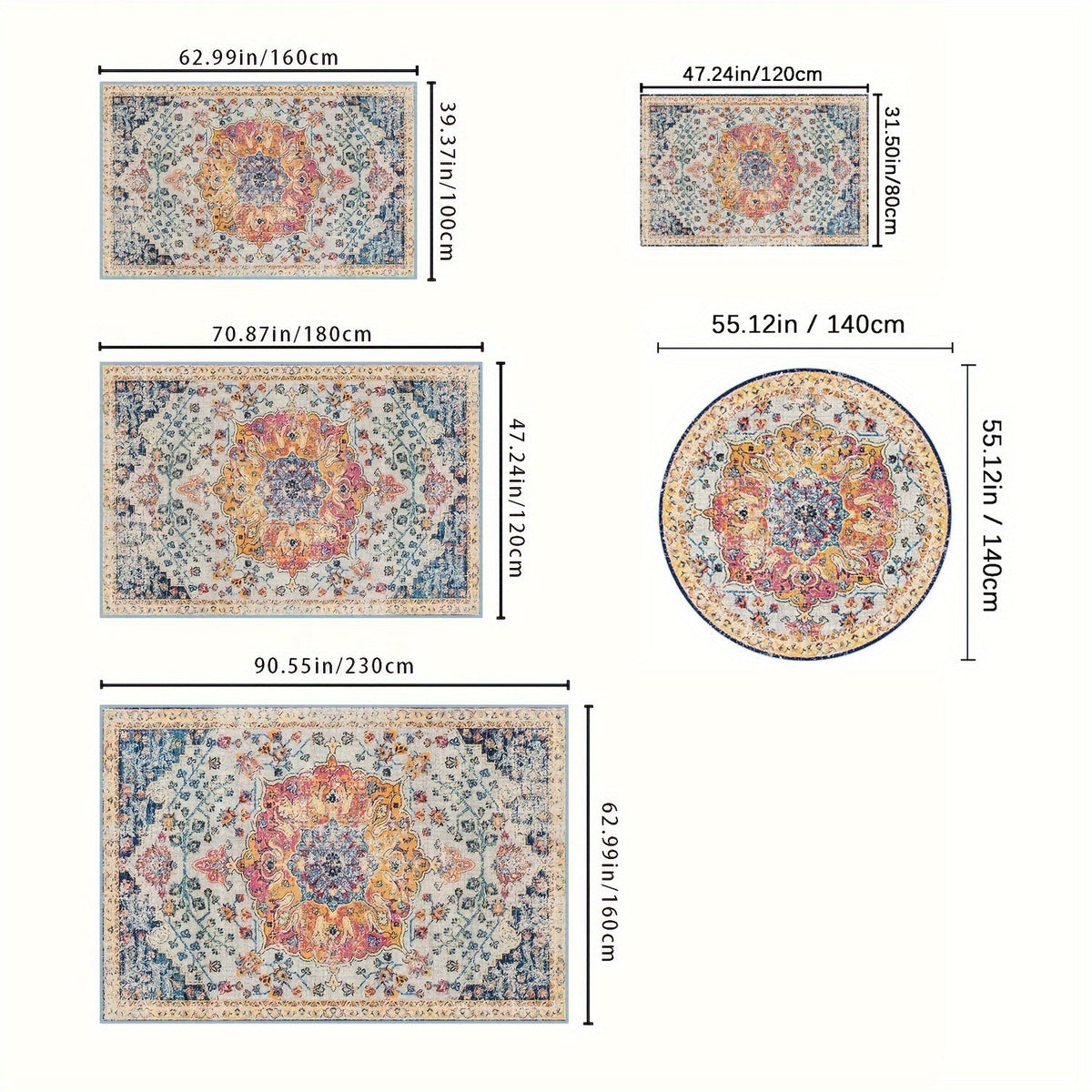 Outdoor Rug | Bohemian Vintage Machine Washable Patio RV Camping Picnic — image 2