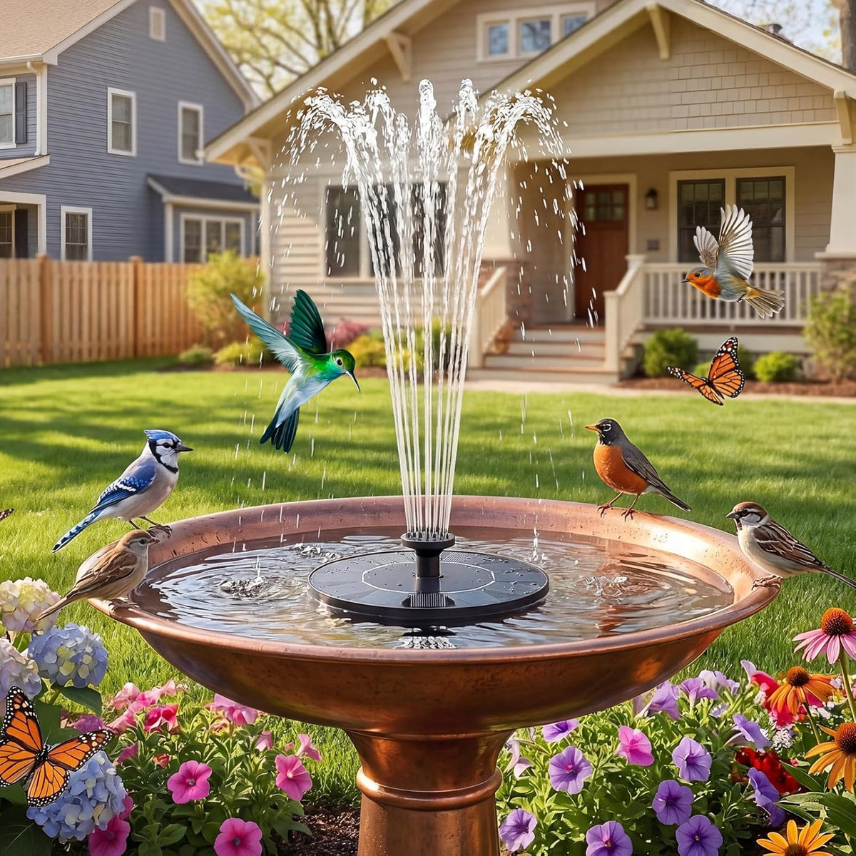 Black Floating Solar Fountain Pump with 16 cm Disc and Interchangeable Spray-Head Fittings — image 2