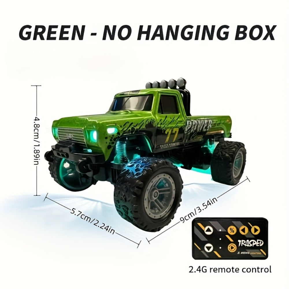 Remote Control Car, 1:64 Scale Alloy Mini Off-Road Truck with 2.4GHz Control, Shock Suspension, Running Lights and Five Color