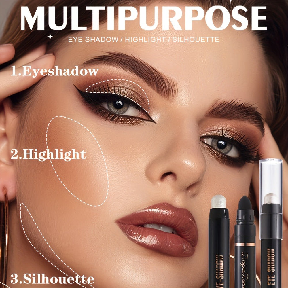Shimmer Eyeshadow Stick Set 12 Pcs Double-Ended Glitter Cream Eye Shadow Pencil Waterproof, for Makeup, Travel and Everyday V