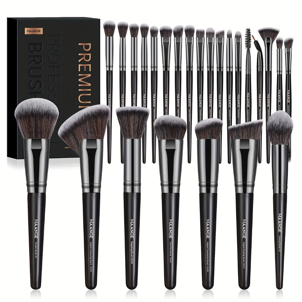 Makeup Brush Set, 25-Piece Synthetic Bristle and ABS Handle Collection with Face-Eye Brush Shapes and Gift Box — image 5